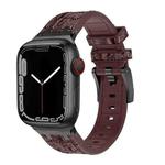 For Apple Watch Series 3 38mm Crocodile Texture Liquid Silicone Watch Band(Black Dark Brown)