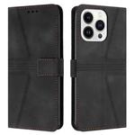 For iPhone 15 Pro Max Triangle Solid Color Leather Phone Case(Black)