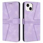 For iPhone 15 Plus Triangle Solid Color Leather Phone Case(Purple)