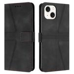 For iPhone 15 Triangle Solid Color Leather Phone Case(Black)