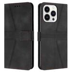 For iPhone 14 Pro Triangle Solid Color Leather Phone Case(Black)