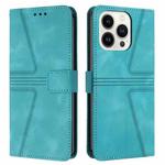 For iPhone 14 Pro Triangle Solid Color Leather Phone Case(Green)