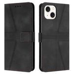 For iPhone 13 Triangle Solid Color Leather Phone Case(Black)