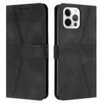 For iPhone 12 Pro Max Triangle Solid Color Leather Phone Case(Black)