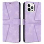 For iPhone 12 Pro Max Triangle Solid Color Leather Phone Case(Purple)