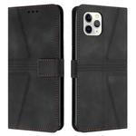 For iPhone 11 Pro Max Triangle Solid Color Leather Phone Case(Black)