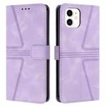 For iPhone 11 Triangle Solid Color Leather Phone Case(Purple)
