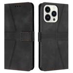 For iPhone 16 Pro Max Triangle Solid Color Leather Phone Case(Black)