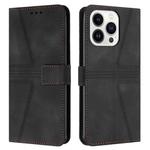 For iPhone 16 Pro Triangle Solid Color Leather Phone Case(Black)