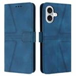 For iPhone 16 Plus Triangle Solid Color Leather Phone Case(Blue)