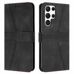 For Samsung Galaxy S24 Ultra 5G Triangle Solid Color Leather Phone Case(Black)