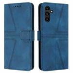 For Samsung Galaxy S24+ 5G Triangle Solid Color Leather Phone Case(Blue)