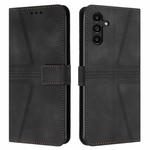 For Samsung Galaxy S24 5G Triangle Solid Color Leather Phone Case(Black)