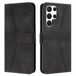 For Samsung Galaxy S23 Ultra 5G Triangle Solid Color Leather Phone Case(Black)