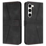 For Samsung Galaxy S23+ 5G Triangle Solid Color Leather Phone Case(Black)