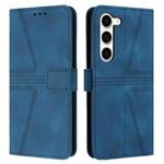 For Samsung Galaxy S23+ 5G Triangle Solid Color Leather Phone Case(Blue)