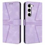 For Samsung Galaxy S23+ 5G Triangle Solid Color Leather Phone Case(Purple)