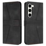 For Samsung Galaxy S23 5G Triangle Solid Color Leather Phone Case(Black)