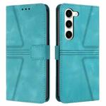 For Samsung Galaxy S23 5G Triangle Solid Color Leather Phone Case(Green)