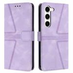 For Samsung Galaxy S23 5G Triangle Solid Color Leather Phone Case(Purple)