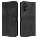 For Samsung Galaxy S23 FE 5G Triangle Solid Color Leather Phone Case(Black)