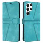 For Samsung Galaxy S22 Ultra 5G Triangle Solid Color Leather Phone Case(Green)