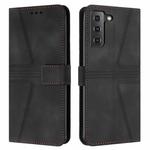 For Samsung Galaxy S22+ 5G Triangle Solid Color Leather Phone Case(Black)