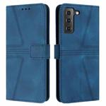 For Samsung Galaxy S22+ 5G Triangle Solid Color Leather Phone Case(Blue)