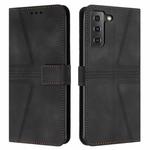 For Samsung Galaxy S22 5G Triangle Solid Color Leather Phone Case(Black)