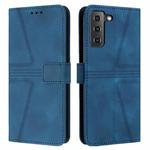 For Samsung Galaxy S22 5G Triangle Solid Color Leather Phone Case(Blue)