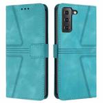 For Samsung Galaxy S22 5G Triangle Solid Color Leather Phone Case(Green)