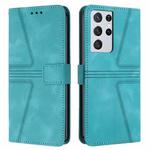 For Samsung Galaxy S21 Ultra 5G Triangle Solid Color Leather Phone Case(Green)