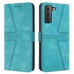 For Samsung Galaxy S21 5G Triangle Solid Color Leather Phone Case(Green)