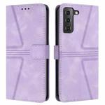 For Samsung Galaxy S21 5G Triangle Solid Color Leather Phone Case(Purple)