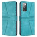 For Samsung Galaxy S20 FE 5G Triangle Solid Color Leather Phone Case(Green)