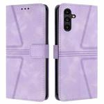 For Samsung Galaxy A14 4G/5G Triangle Solid Color Leather Phone Case(Purple)