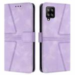 For Samsung Galaxy A22 4G Triangle Solid Color Leather Phone Case(Purple)