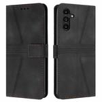 For Samsung Galaxy A24 5G Triangle Solid Color Leather Phone Case(Black)