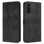 For Samsung Galaxy A34 5G Triangle Solid Color Leather Phone Case(Black)