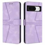 For Google Pixel 8a Triangle Solid Color Leather Phone Case(Purple)