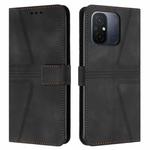 For Xiaomi Redmi 12C Triangle Solid Color Leather Phone Case(Black)