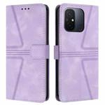 For Xiaomi Redmi 12C Triangle Solid Color Leather Phone Case(Purple)