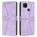 For Xiaomi Redmi 9C / 10A Triangle Solid Color Leather Phone Case(Purple)