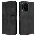 For Xiaomi Redmi 10C Triangle Solid Color Leather Phone Case(Black)
