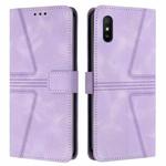 For Xiaomi Redmi 9A Triangle Solid Color Leather Phone Case(Purple)
