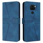For Xiaomi Redmi Note 9 Triangle Solid Color Leather Phone Case(Blue)