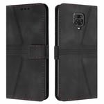 For Xiaomi Redmi Note 9 Pro Triangle Solid Color Leather Phone Case(Black)