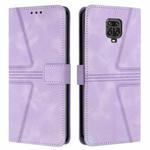 For Xiaomi Redmi Note 9 Pro Triangle Solid Color Leather Phone Case(Purple)