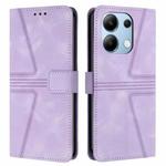 For Xiaomi Redmi Note 13 4G Triangle Solid Color Leather Phone Case(Purple)