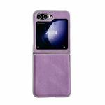 For Samsung Galaxy Z Flip5 Skin Feel Leather Texture Pearlescent Paint Shockproof Phone Case(Purple)